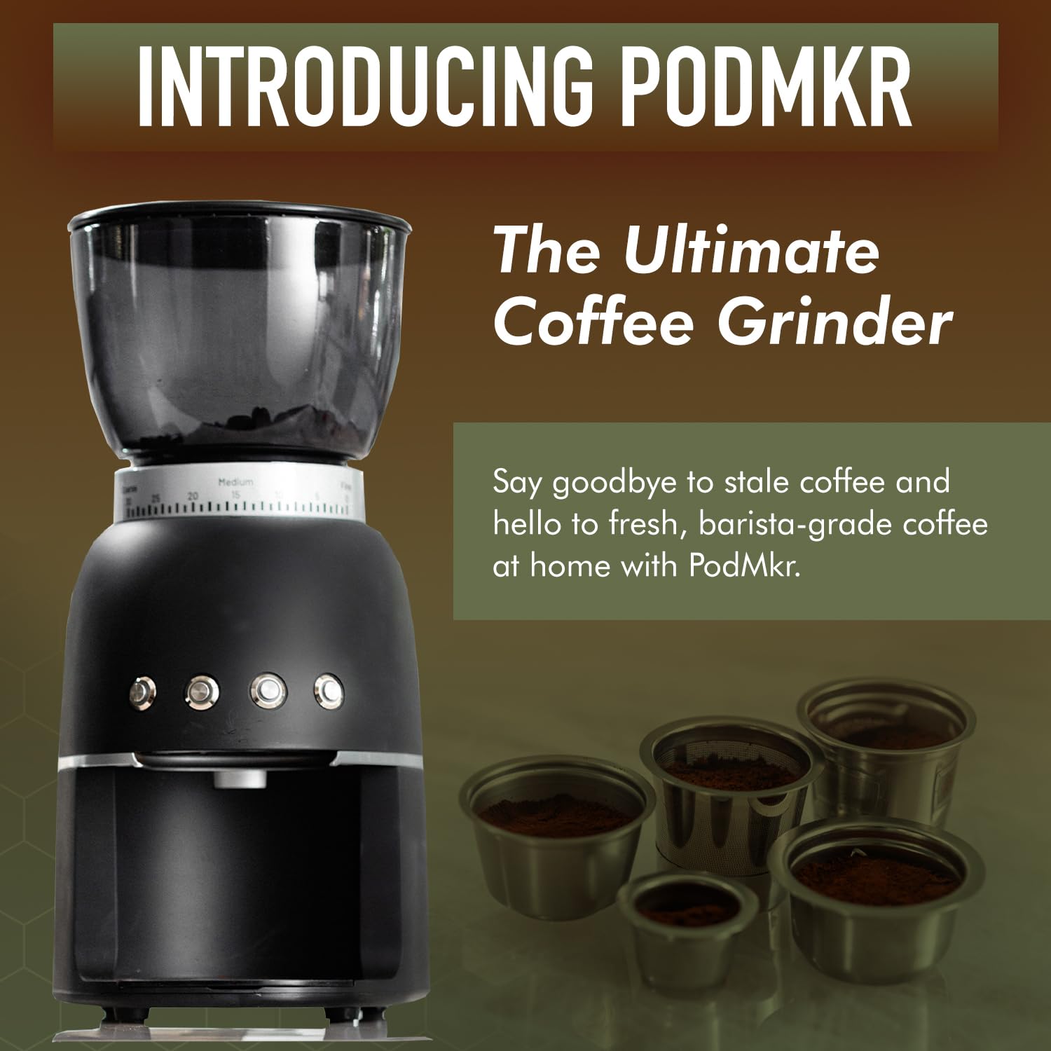 Amazon.com: Podmkr Single Serve Coffee Grinder - Automatic Burr